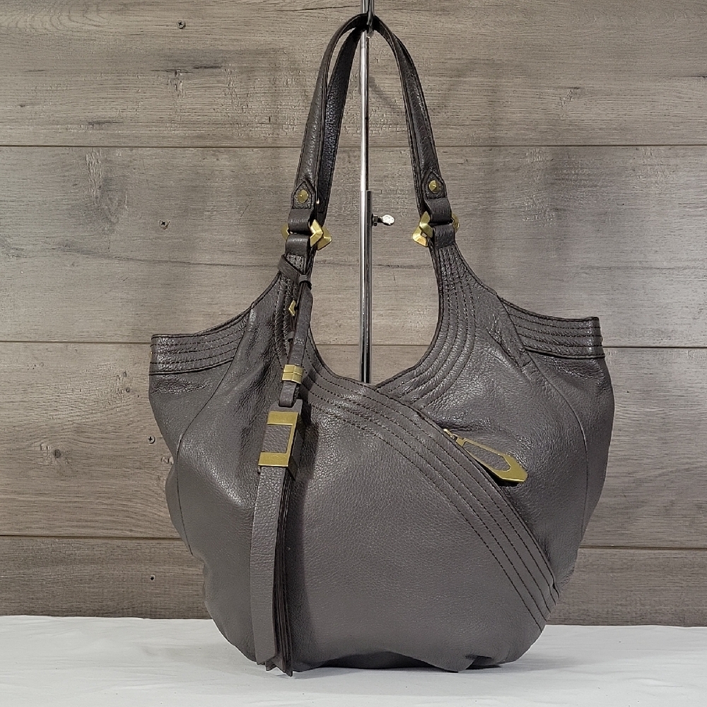 orYANY Gray Leather Shoulder Bag